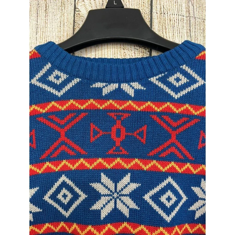 Vtg  80s Van Cort Sweater Men Unisex Small Multicolor Fair Isle Ski Aztec Tribal